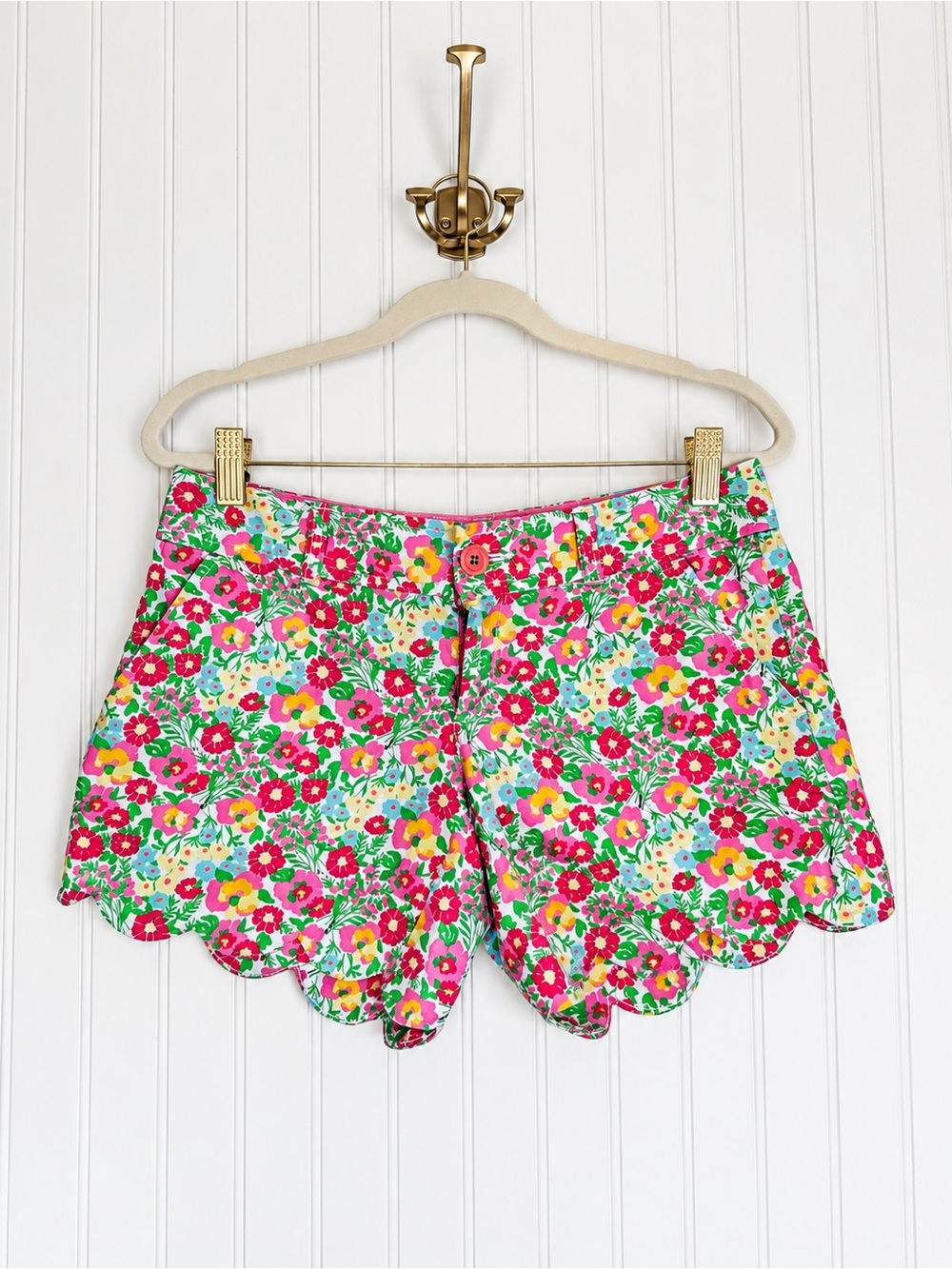 Lilly Pulitzer Buttercup Shorts 0 Pink Floral Scalloped Hem Retired Print